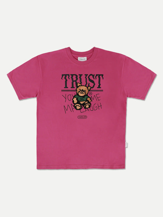 [ambler] Trust bear Over fit T-Shirts AS1105 (Pink)