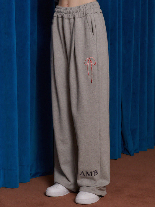 [ambler] Pants with ribbon Straight 2-Way pants AP801 (Melange)