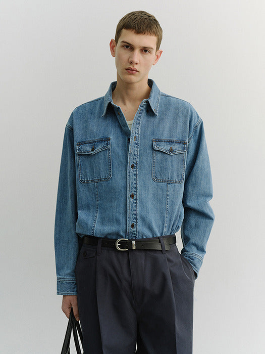 Dunst Unisex Classic Denim Shirt Classic Blue