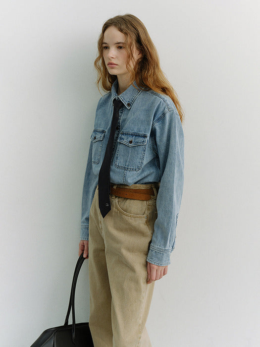 Dunst Unisex Classic Denim Shirt Light Blue