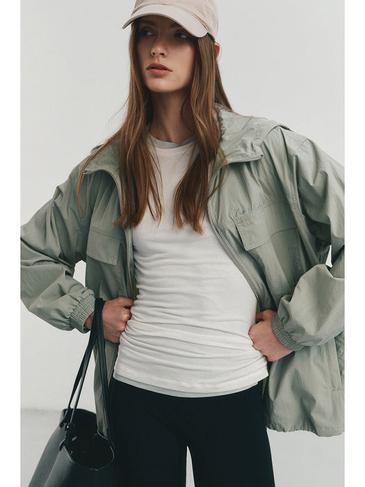 UNISEX HOODED WIND BREAKER MINT_UDJU4A113E1
