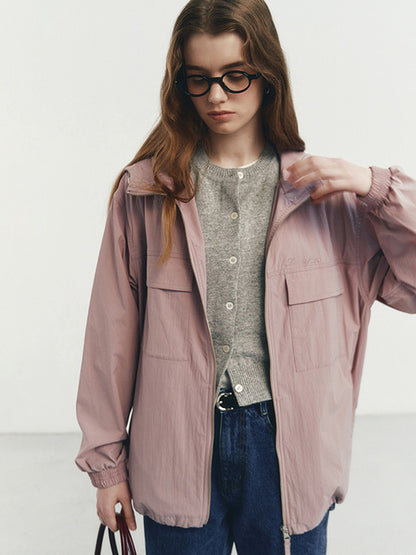 UNISEX HOODED WIND BREAKER LIGHT PINK_UDJU4A113P1