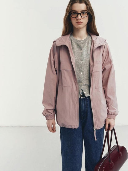 UNISEX HOODED WIND BREAKER LIGHT PINK_UDJU4A113P1