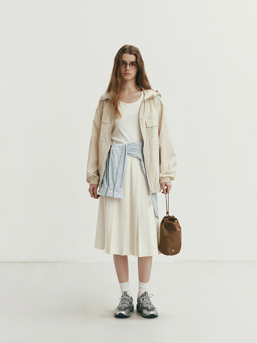 UNISEX HOODED WIND BREAKER CREAM_UDJU4A113CR