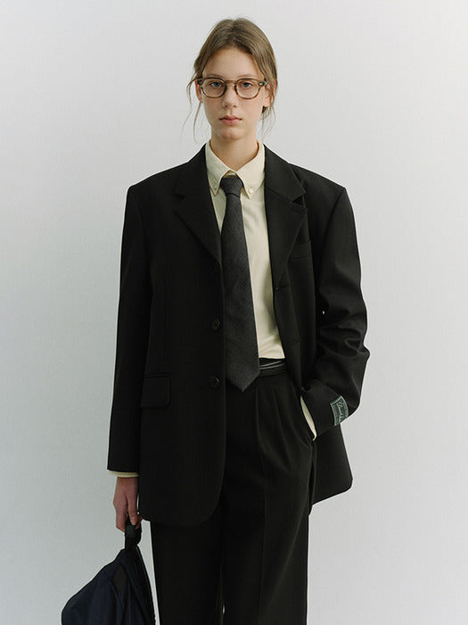 Dunst Unisex 3 Button Wool Blazer Black