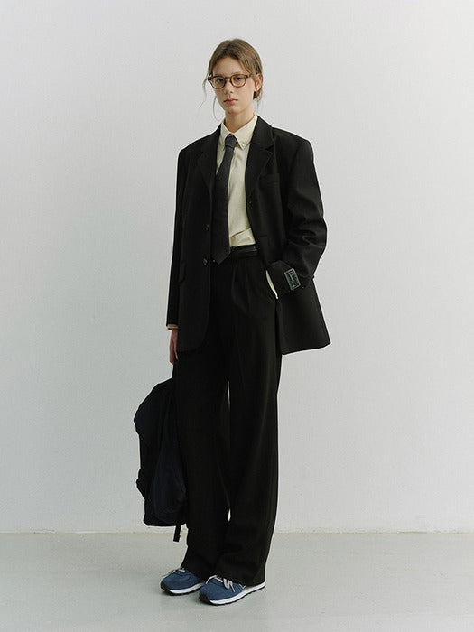 Dunst Unisex 3 Button Wool Blazer Black