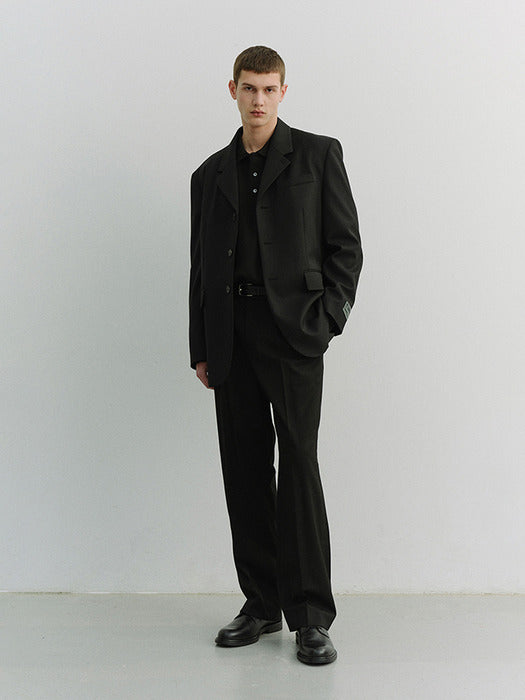 Dunst Unisex 3 Button Wool Blazer Black