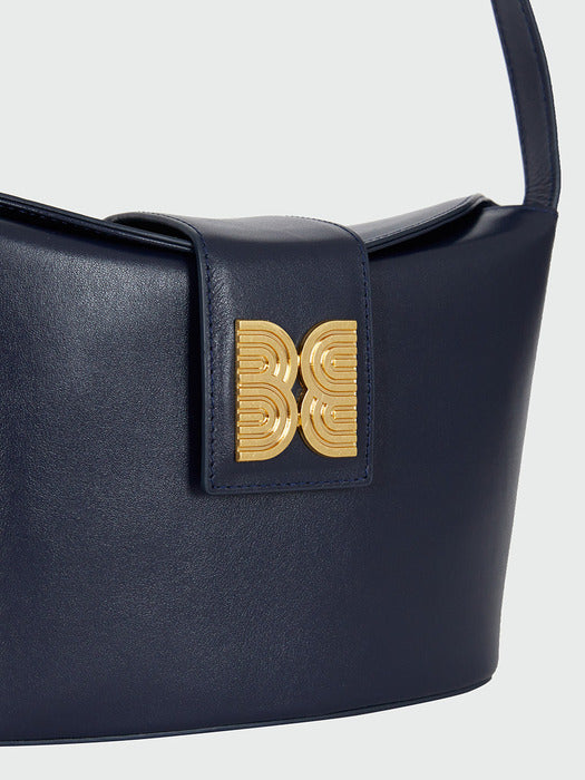 [EENK] Hobar Folded Top Small Bucket Bag - Navy