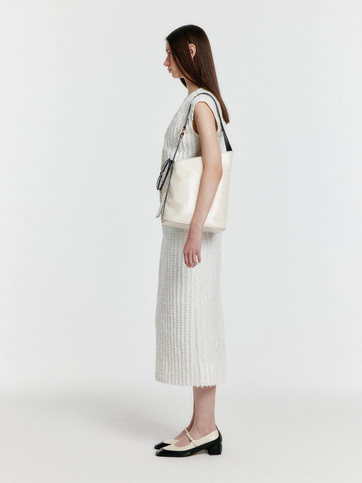 Eenk Yunita Textured Midi Skirt - White
