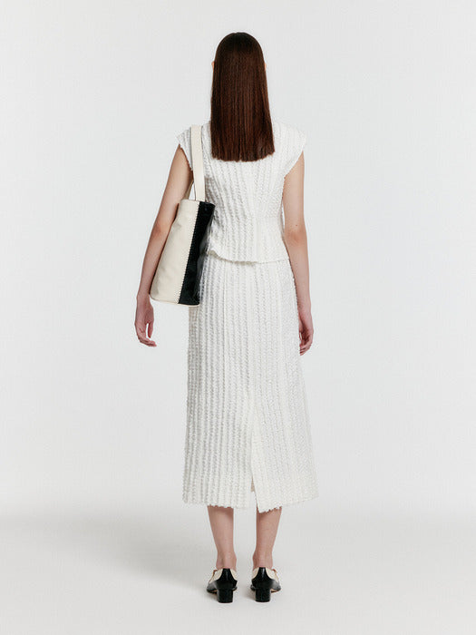 Eenk Yunita Textured Midi Skirt - White