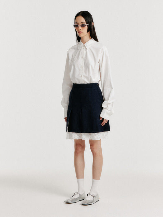 Eenk Yendel Mini Pleats Skirts with Lace Lining - Navy