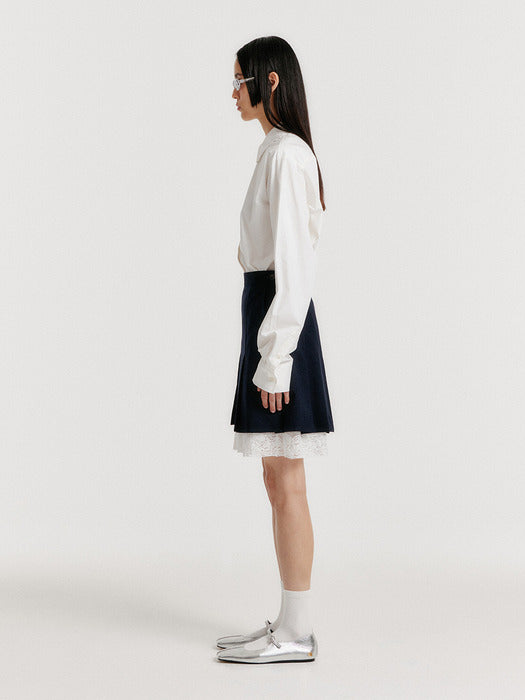 Eenk Yendel Mini Pleats Skirts with Lace Lining - Navy