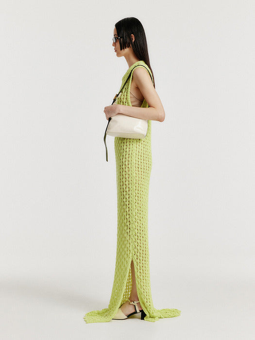 Eenk Yiony Maxi Cable Knit Dress - Yellow Green