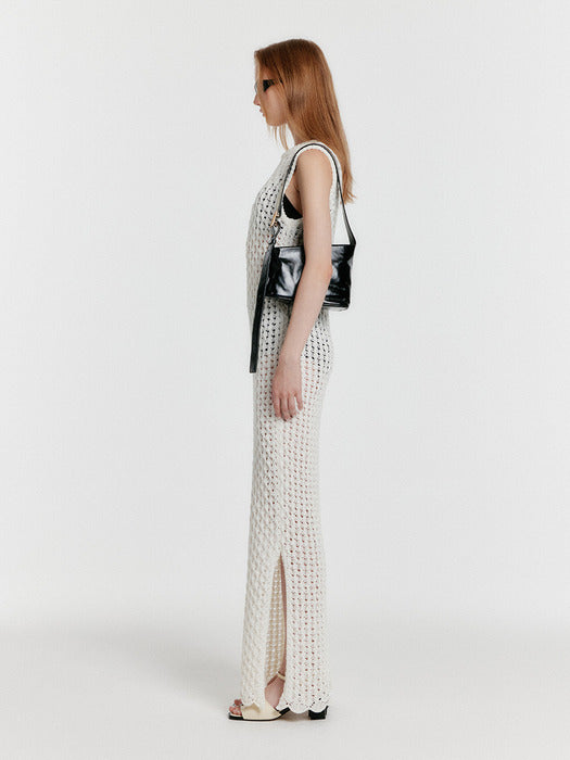 Eenk Yiony Maxi Cable Knit Dress - Ivory