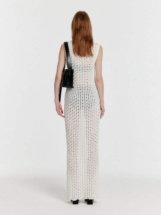 Eenk Yiony Maxi Cable Knit Dress - Ivory