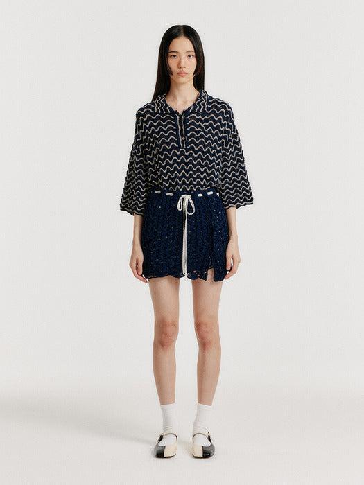 Eenk Yel Cable Knit Mini Skirt - Navy
