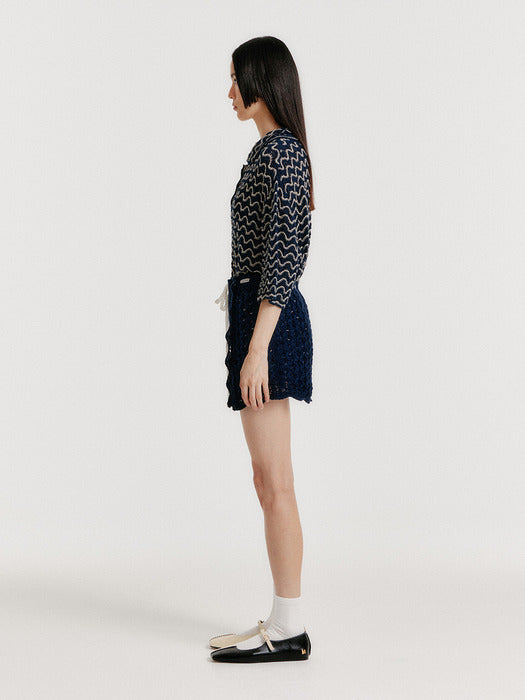 Eenk Yel Cable Knit Mini Skirt - Navy