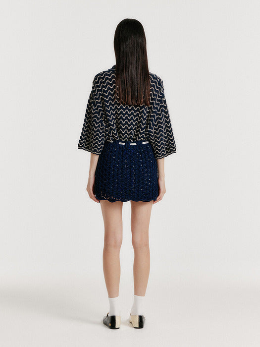Eenk Yel Cable Knit Mini Skirt - Navy