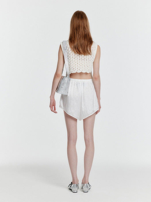 Eenk Yelt Cable Knit Collared Top - Ivory