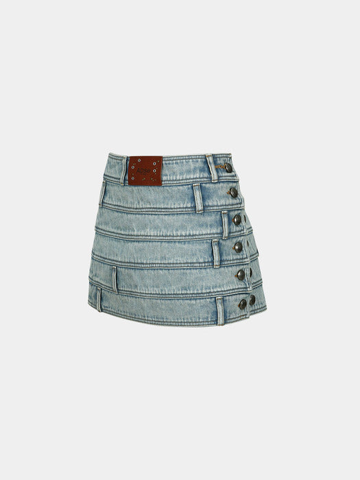 [andersson bell] NEW DUA MULTI WAIST DENIM SKIRT apa713w(LIGHT BLUE)
