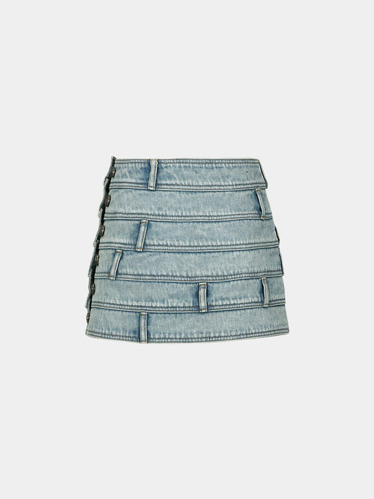[andersson bell] NEW DUA MULTI WAIST DENIM SKIRT apa713w(LIGHT BLUE)