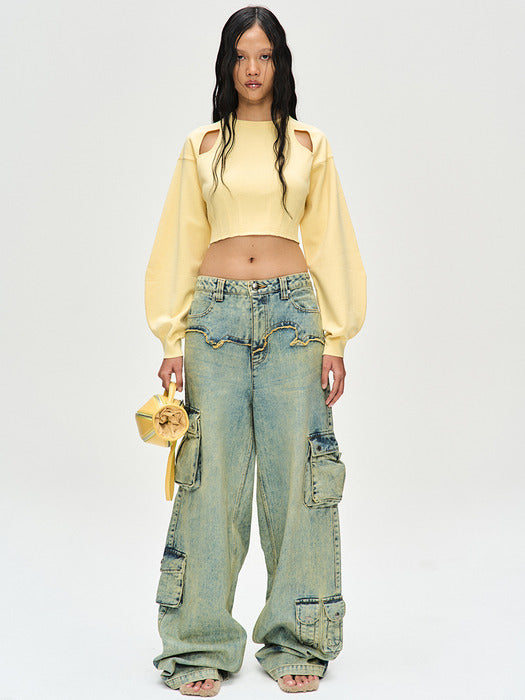 [andersson bell] (ESSENTIAL) MINO SLIT KNIT PULL-OVER atb1122w(LEMON)