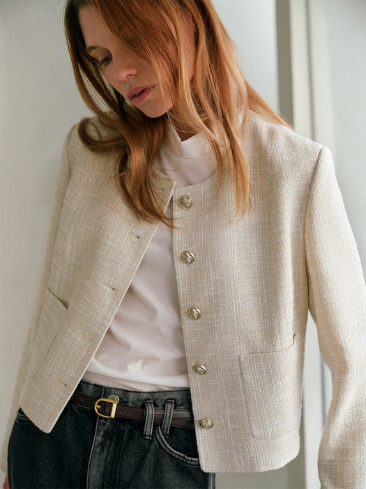 loeuvre Collarless Tweed Jacket SW4SJ666-9N - View 2