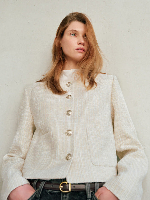 loeuvre Collarless Tweed Jacket SW4SJ666-9N