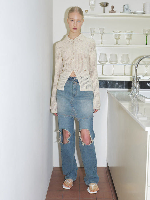 Raive Destroyed Vintage Denim Pants in Blue