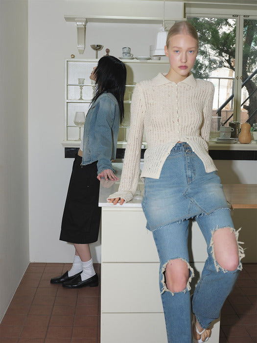 Raive Destroyed Vintage Denim Pants in Blue