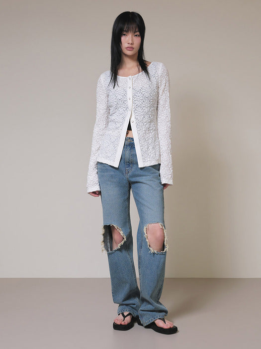 Raive Destroyed Vintage Denim Pants in Blue