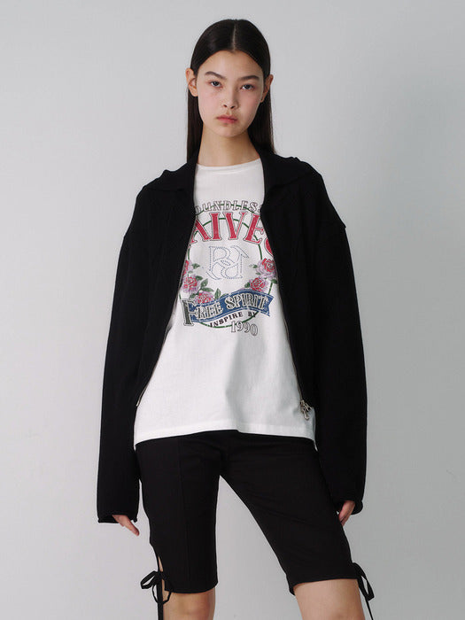 Raive Ribbon Detail Biker Pants in Black