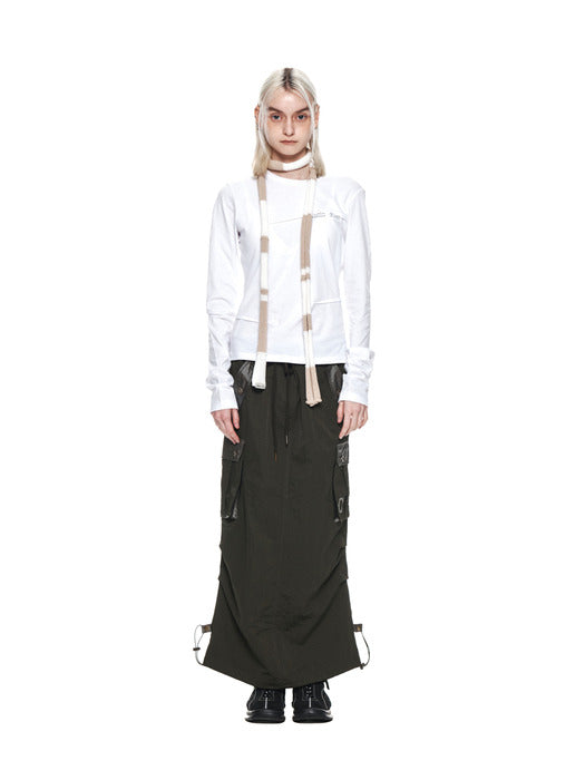 CARGO MAXI SKIRT IN KHAKI
