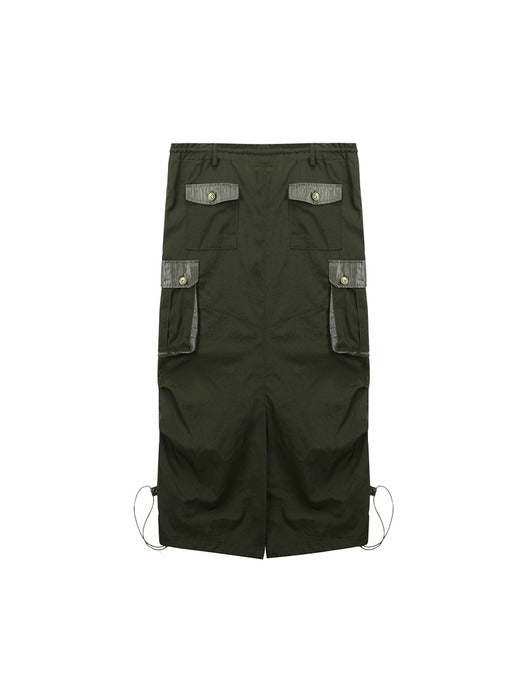 CARGO MAXI SKIRT IN KHAKI