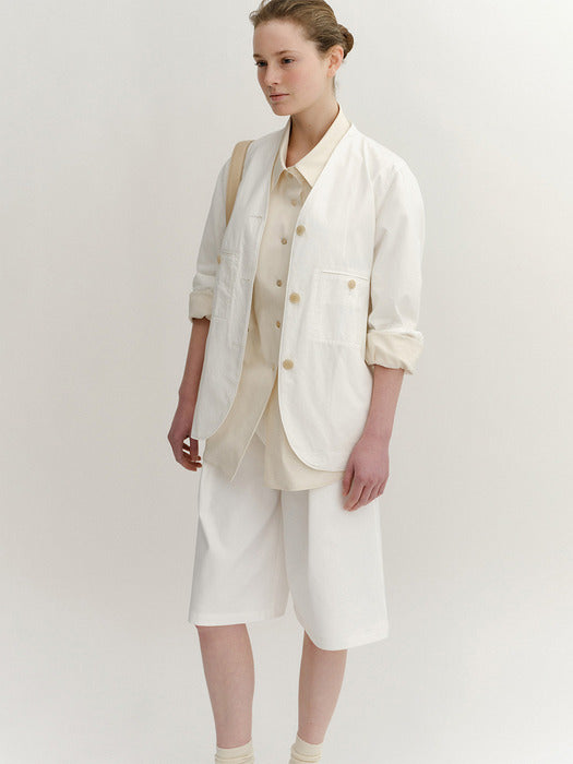 Kindersalmon Leda Collarless Jacket Off-White