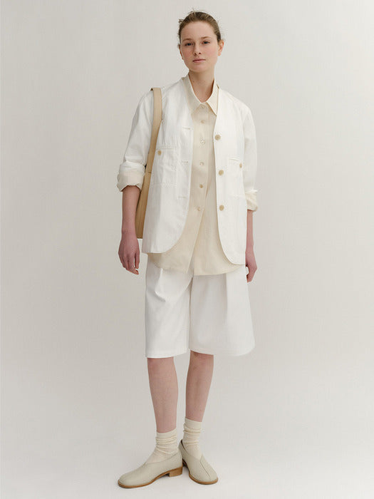 Kindersalmon Leda Collarless Jacket Off-White