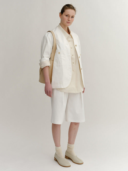 Kindersalmon Leda Collarless Jacket Off-White