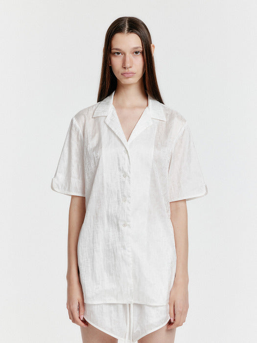 Eenk Yinda Short Sleeve Jacquard Shirt - Ivory