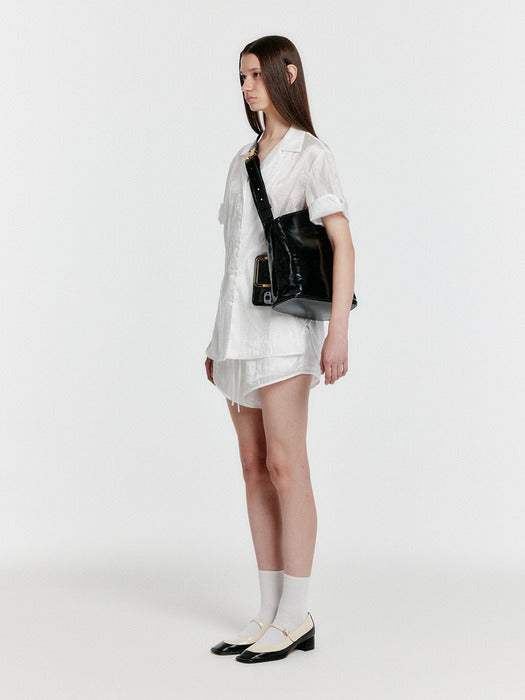 Eenk Yinda Short Sleeve Jacquard Shirt - Ivory