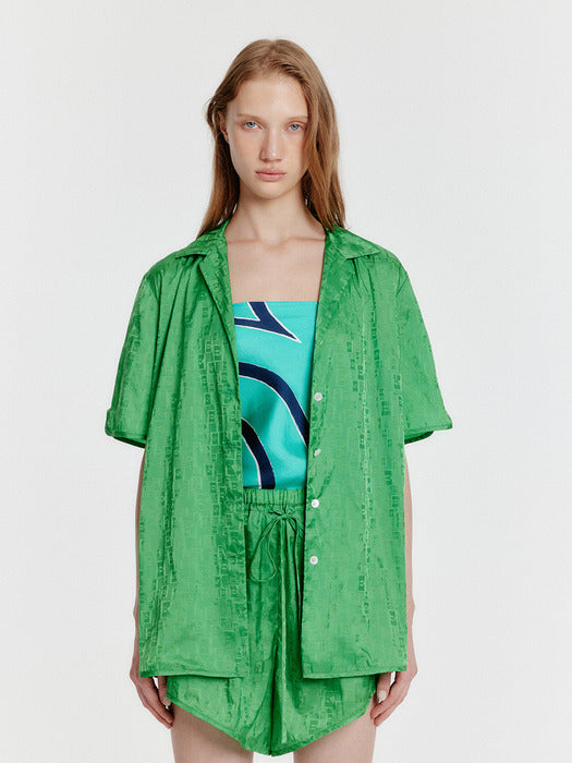Eenk Yinda Short Sleeve Jacquard Shirt - Green