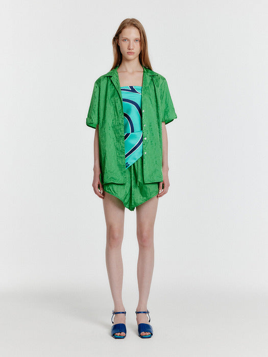 Eenk Yinda Short Sleeve Jacquard Shirt - Green