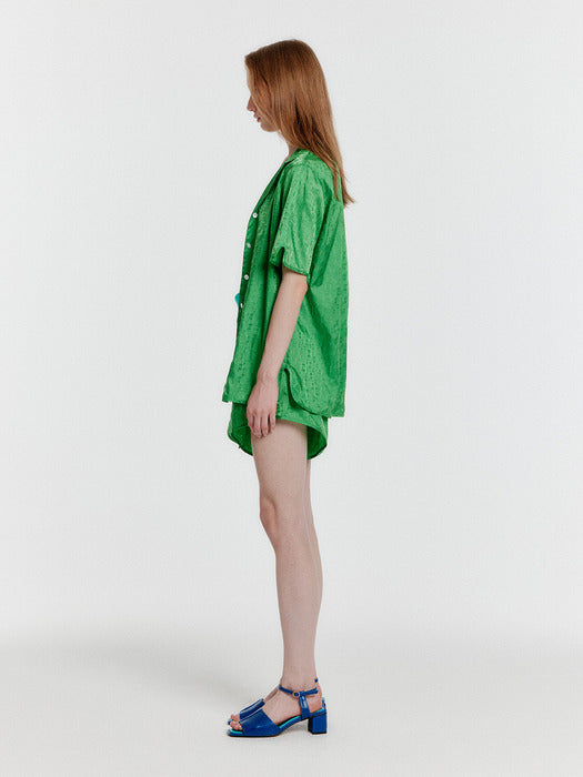 Eenk Yinda Short Sleeve Jacquard Shirt - Green