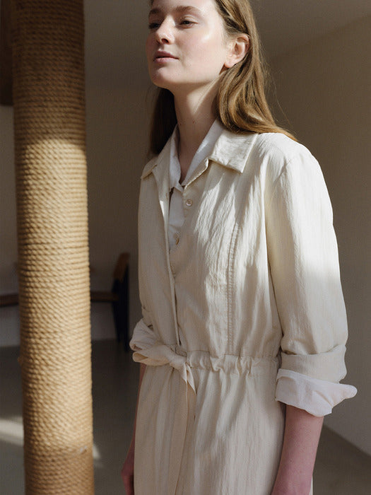Kindersalmon Metis Shirt Dress Ecru