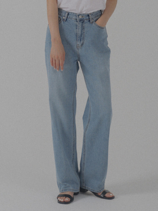 [TILLIDIE] Premium ring yarn straight denim pants_Blue