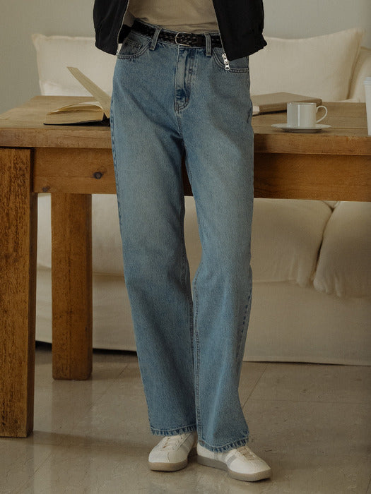 Tillidie Premium ring yarn straight denim pants Blue