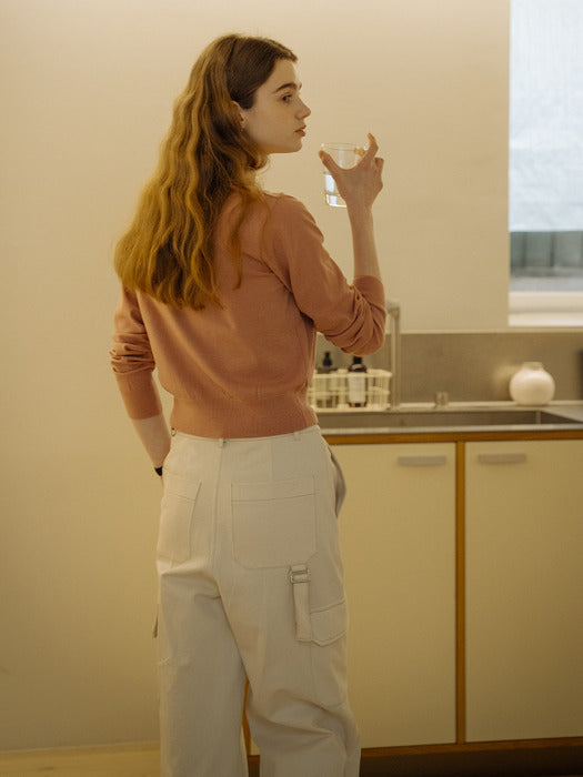 [TILLIDIE] Strap point cargo wide pants_Ivory