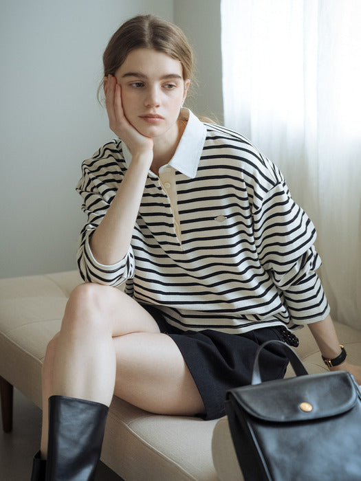 Tillidie Rugby stripe t-shirt Black