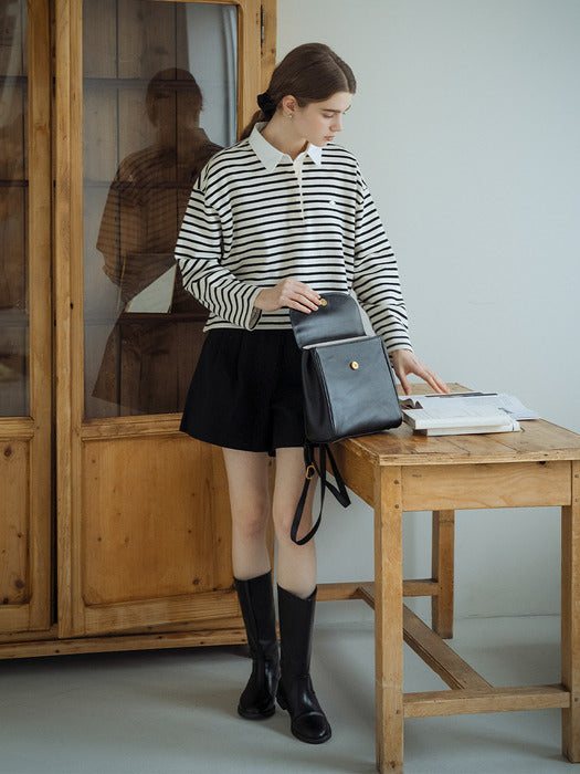 [TILLIDIE] Rugby stripe t-shirt_Black