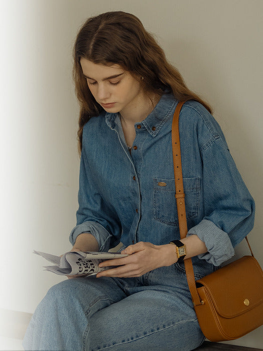 Tillidie Button-down washing denim shirt Blue