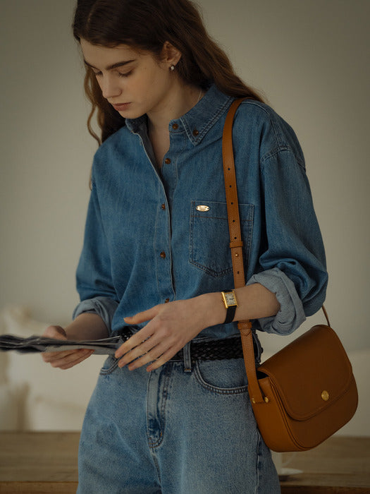 Tillidie Button-down washing denim shirt Blue